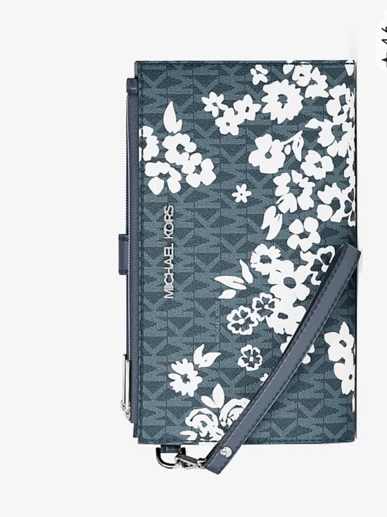 Michael Kors Handbags - MICHAEL KORS JST Lg Double Zip Printed Signature Logo Wristlet Wallet 
Admiral
N